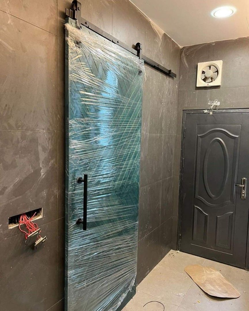 custom modern barn door solid wood sliding door, Furniture & Home