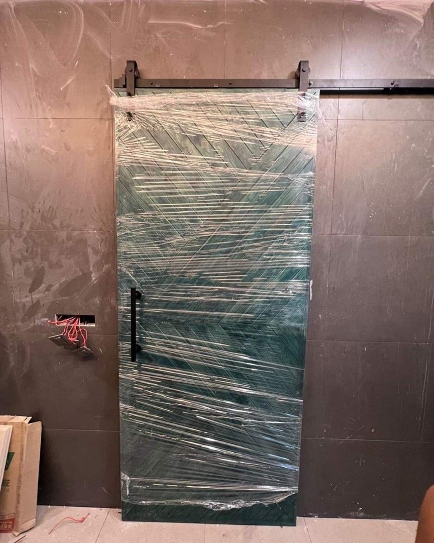 custom modern barn door solid wood sliding door, Furniture & Home