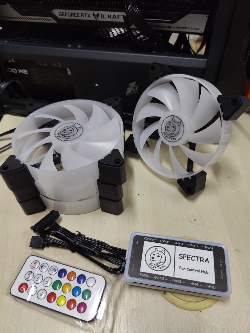 dogeTune Spectra 120mm ARGB Fans with ARGB Fan Hub and Remote PC Fans ...