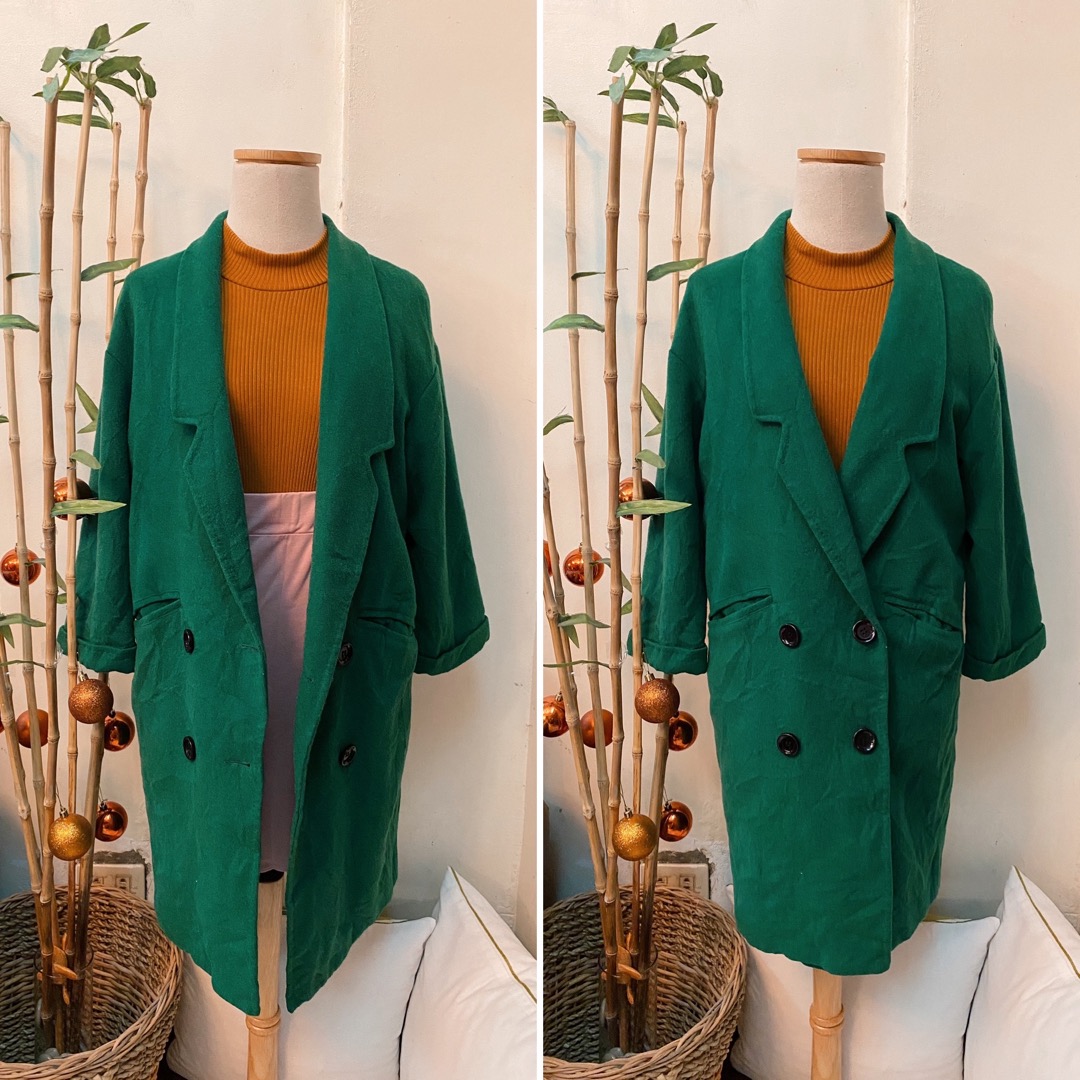 Emerald Green Winter Coat, Women's Fashion, Coats, Jackets and