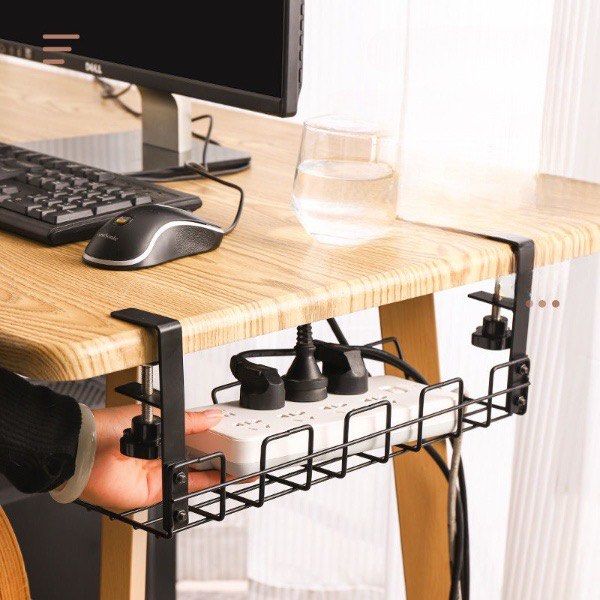 Under Table Storage Rack Cable Management Tray Desk Bottom Socket