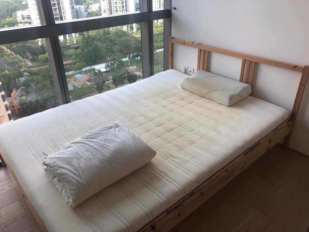 Free bed frame and mattress (used), Furniture & Home Living, Furniture