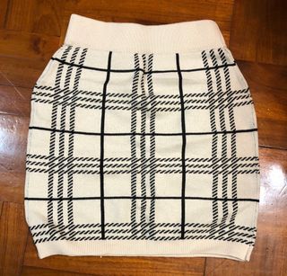 全新日本品牌GRL 杏色英倫格仔針織修身半截裙64244630702723110