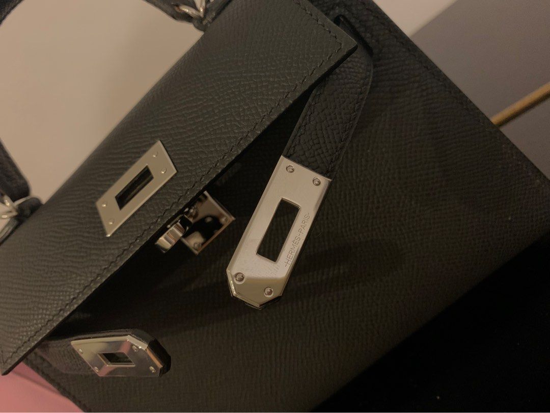 Hermès Mini Kelly 20 Black Epsom With Silver Hardware