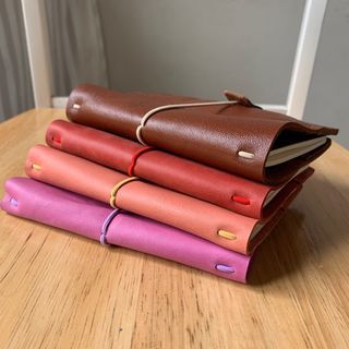 HM Genuine Leather A6 Travelers Notebook with Sleeves (Brown, Purple, Red, Coral)