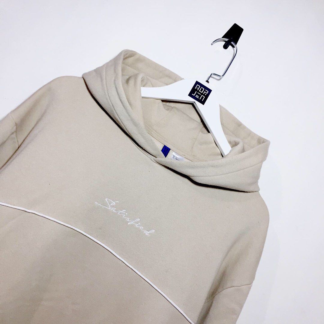 H M KHAKI BROWN MINIMAL HOODIE Men s Fashion Coats Jackets and