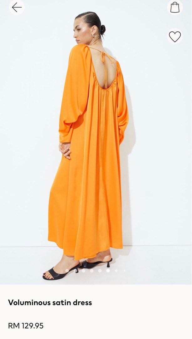 H M Orange Satin Dress