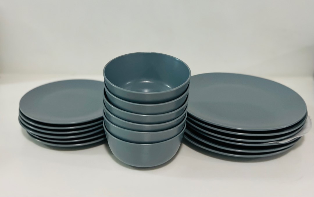 [Free] ikea 18 set dinnerware in grey, Furniture & Home Living