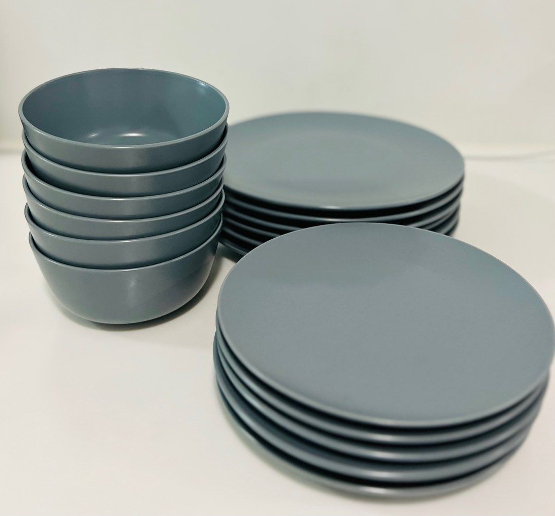 [Free] ikea 18 set dinnerware in grey, Furniture & Home Living