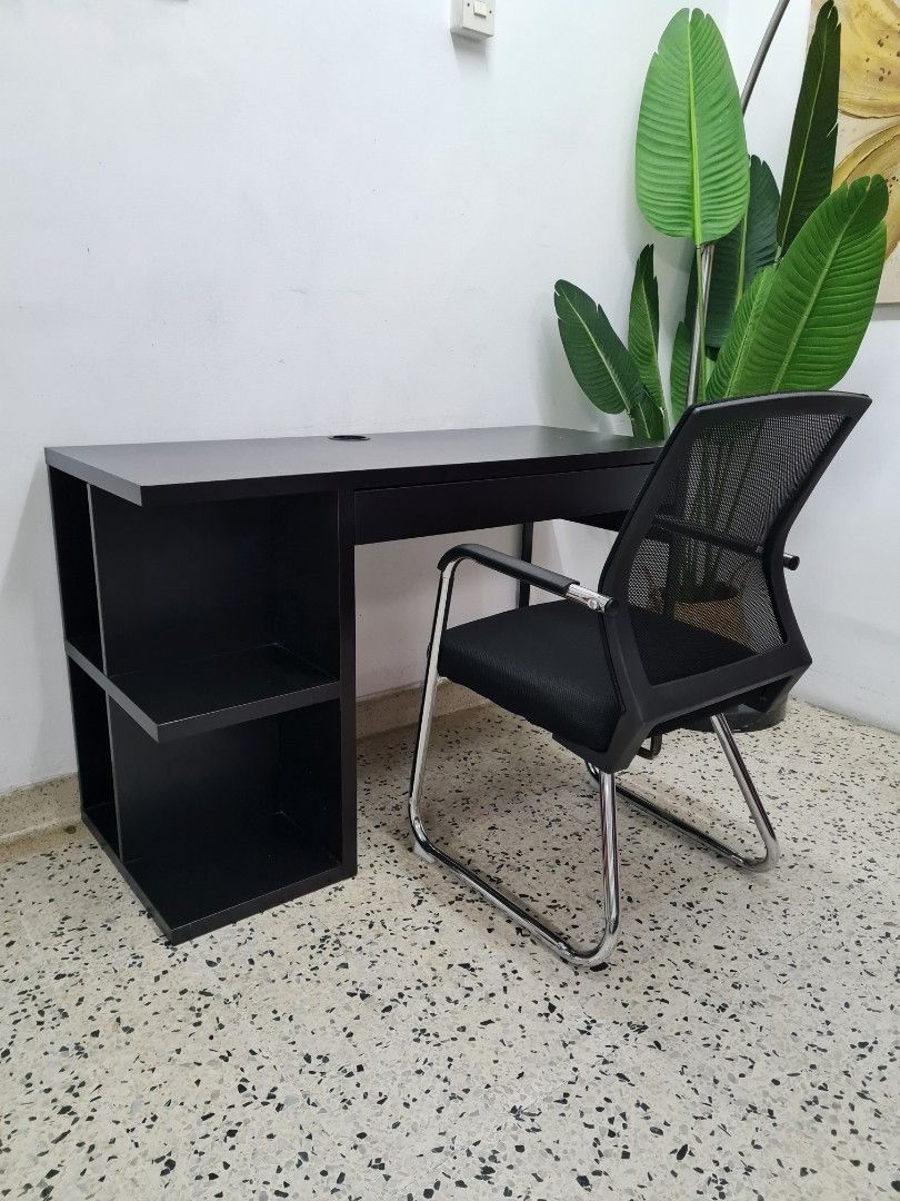 IKEA Study table with 1 comfy office chair, Furniture & Home Living