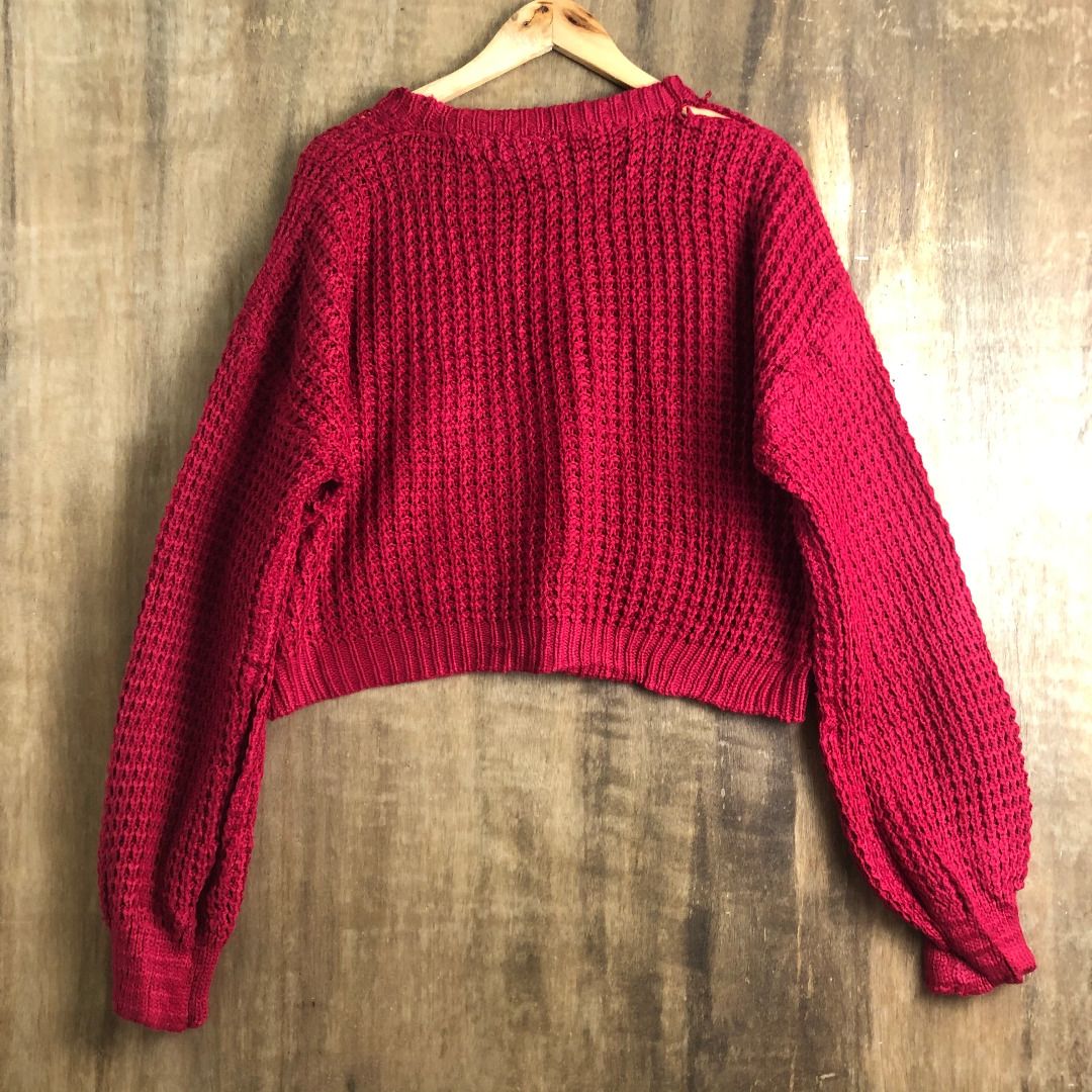 Red ripped sweater cheap