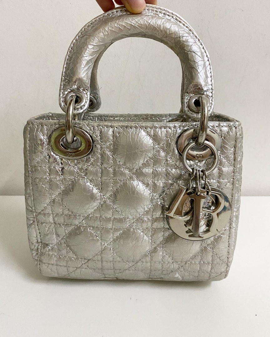 Lady Dior Mini Silver Metallic Luxury Bags Wallets on Carousell