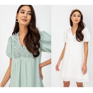 Love & Bravery Sage Crochet Embroidery Dress
