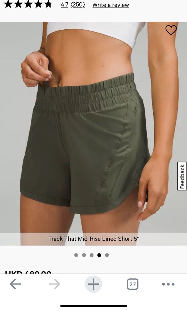 LULULEMON Track That Mid-Rise Lined Short 5”, 女裝, 運動服裝- Carousell