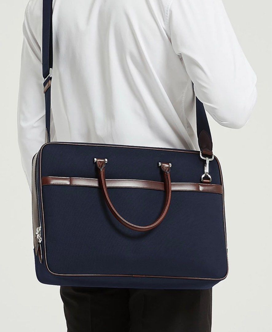 Maverick & Co - Vibrant Double-Zip Briefcase (Navy Blue), Men's Fashion ...