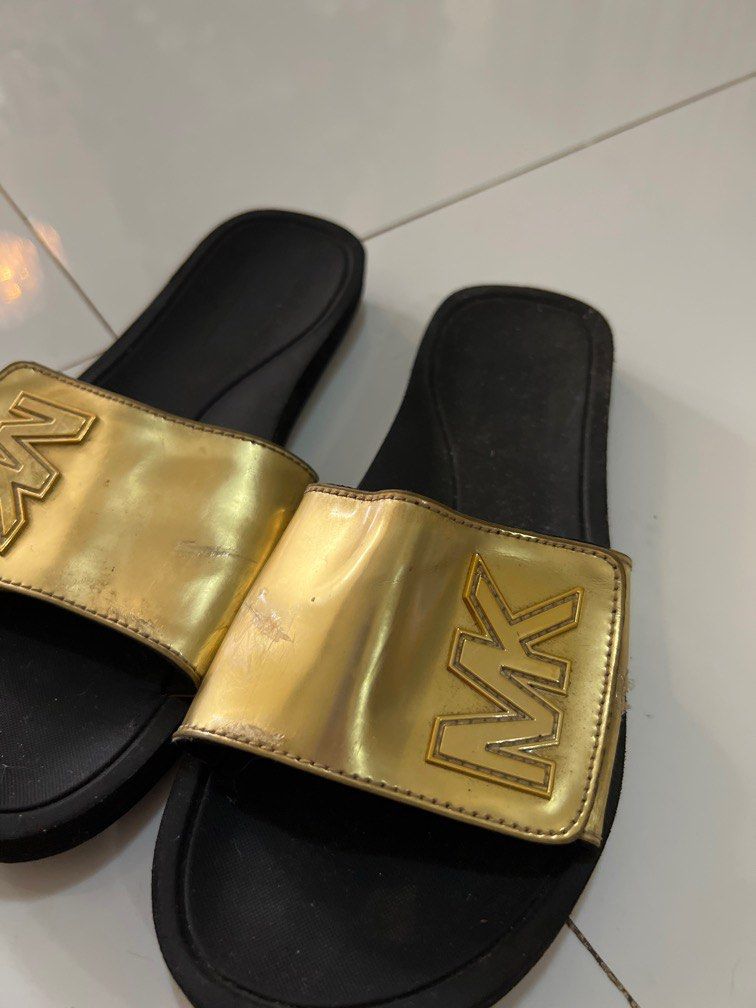 Mk gold sales slippers