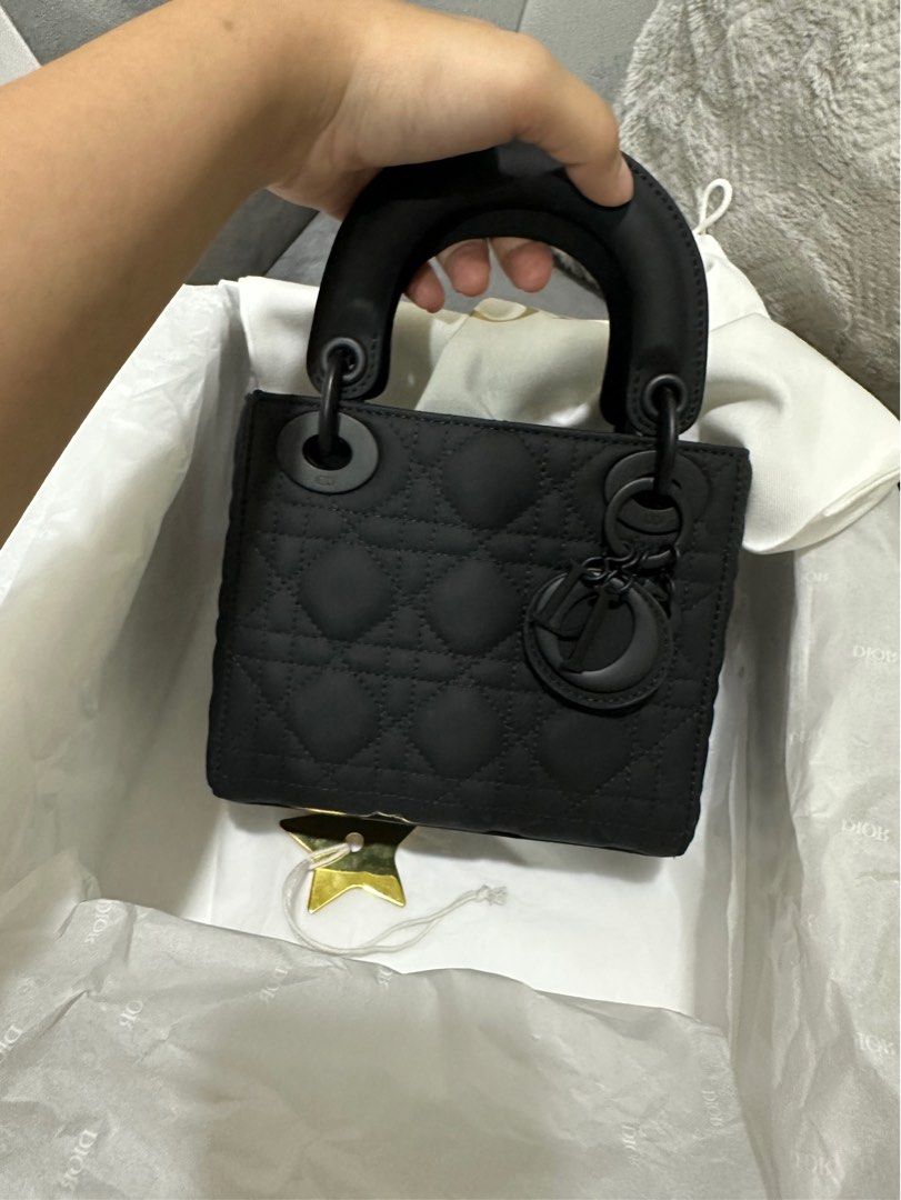 Small Lady Dior My ABCDior Bag Black Ultramatte Cannage Calfskin  DIOR