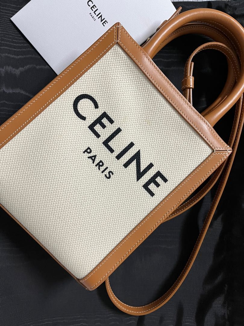 Mini vertical cabas celine in textile with celine print and calfskin clearance