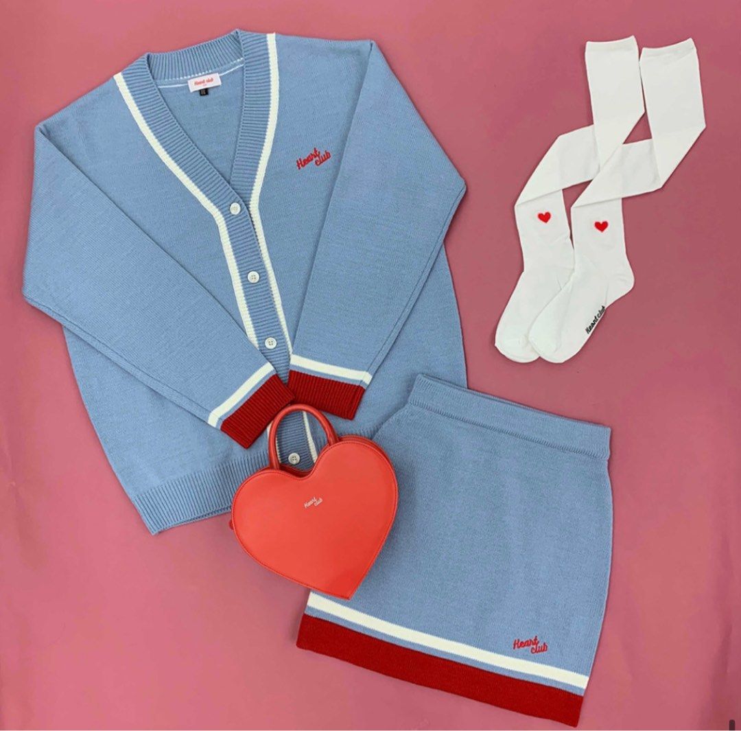 MIXXMIX HEARTCLUB Embroidered Logo Cardigan Women s Fashion