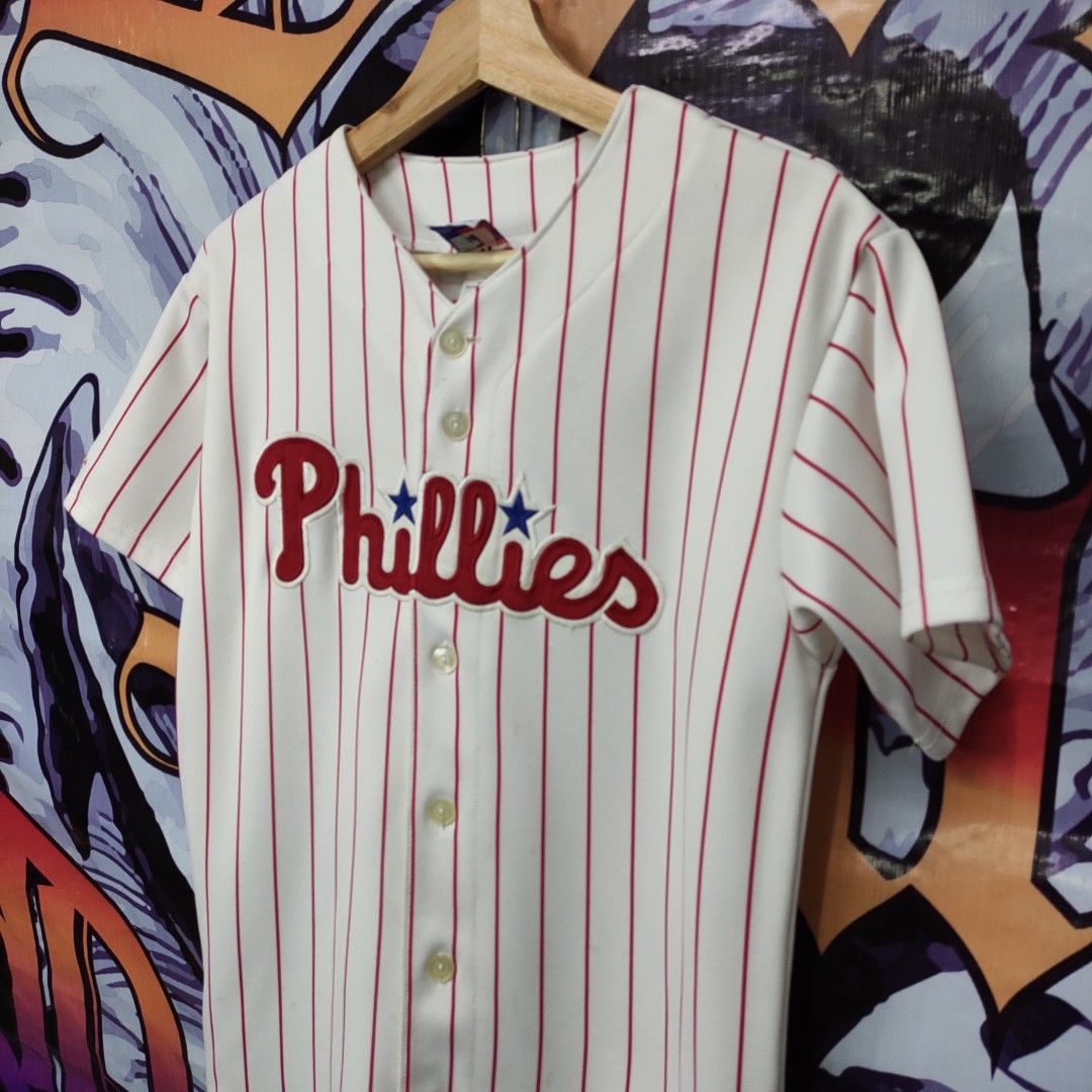 Stitches MLB Philadelphia Phillies White Red Stripe Jersey Size