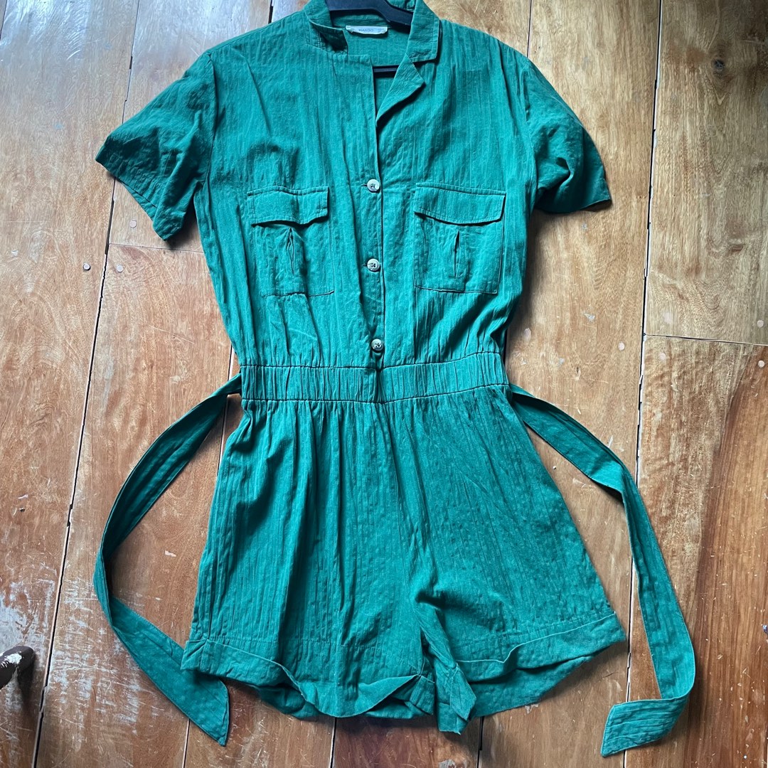 MNG Green Romper, Women's Fashion, Dresses & Sets, Rompers on Carousell