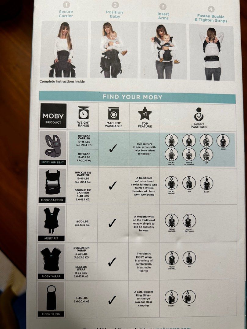 Moby 2in1 carrier + hip seat, Babies & Kids, Going Out, Carriers