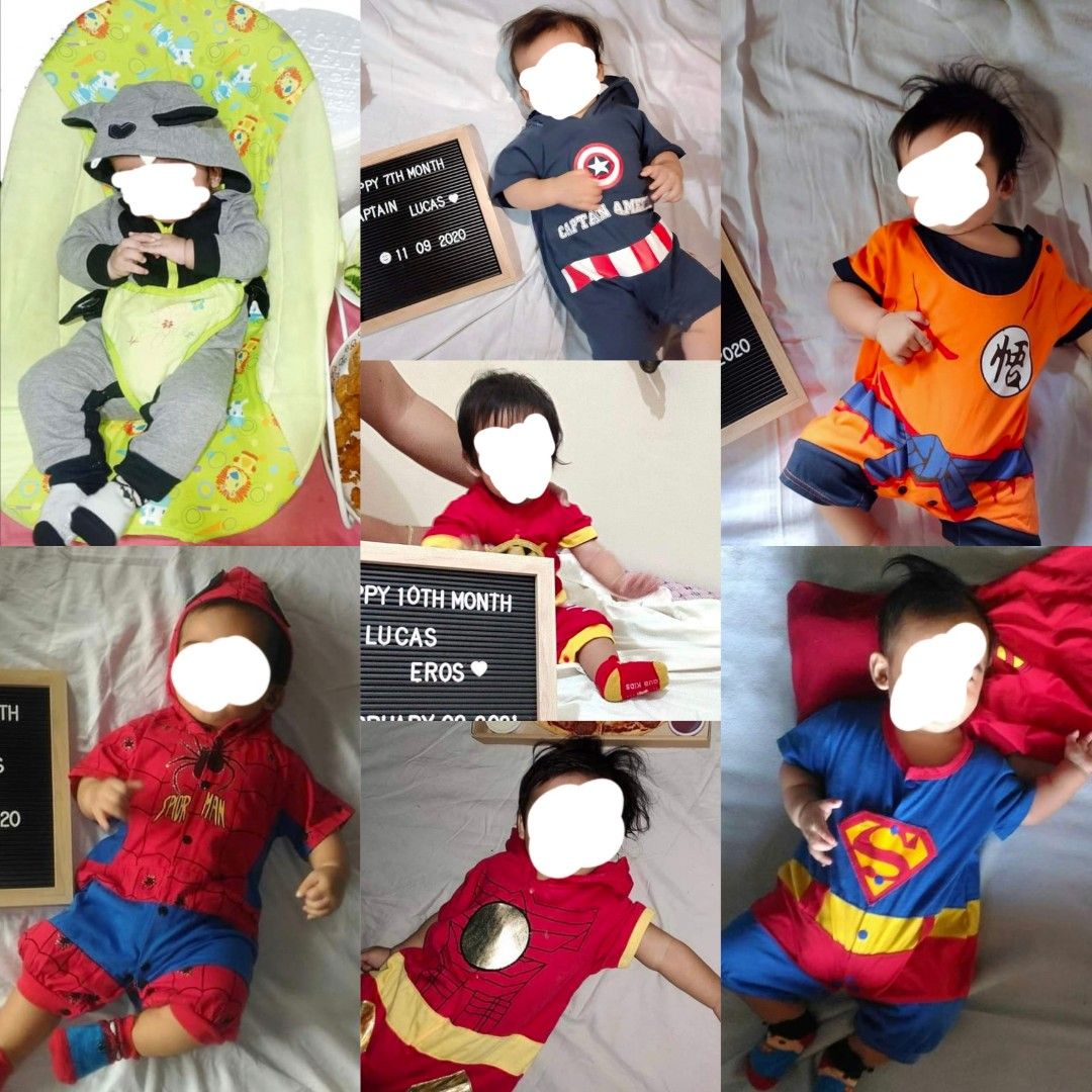 Monthly super heroes costume 4 to 11 mos, Babies & Kids, Babies & Kids