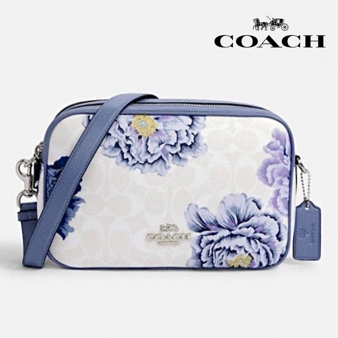 Coach Navy Blue Signature Coated Canvas and Leather Jes Camera