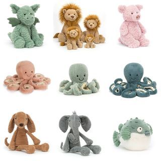 NEW-Authentic Jellycat Fuddlewuddle Dragon Lion Pig Octopus Ribble Dog Elephant Pufferfish Bunnies