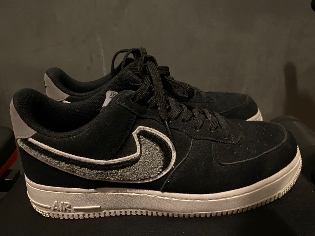 nike air force 1 low 3d chenille swoosh black cool grey