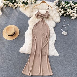PRELOVED Hollow Sling Dress Nude