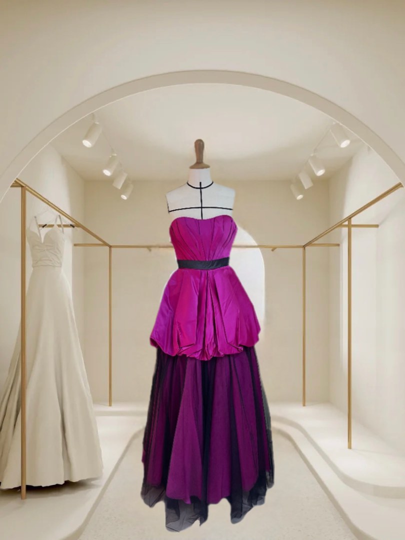 Purple pink gown gala dinner Hollywood dinner bridal, Women's Fashion