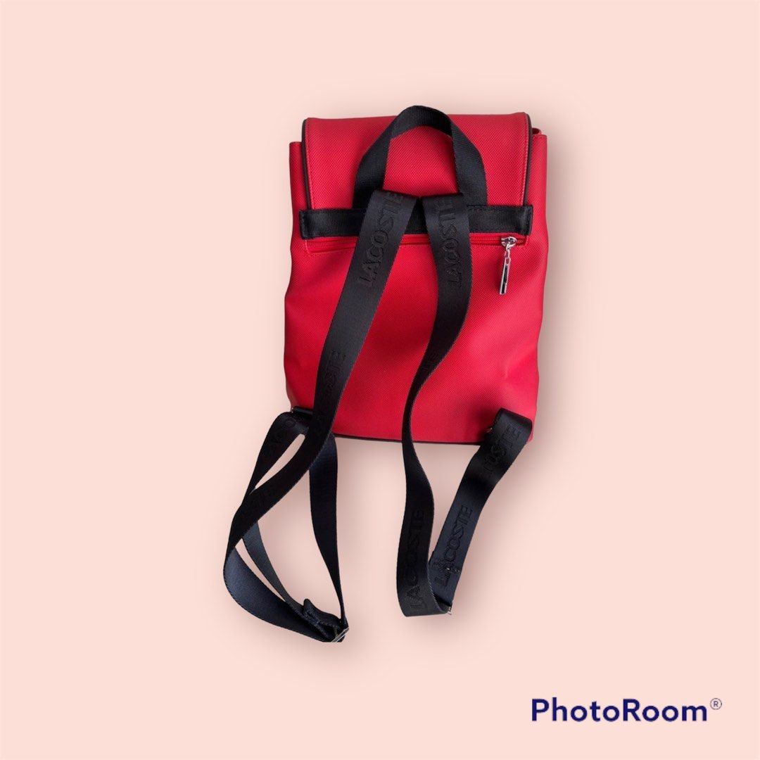 Red Lacoste Backpack, Women's Fashion, Bags & Wallets, Backpacks on