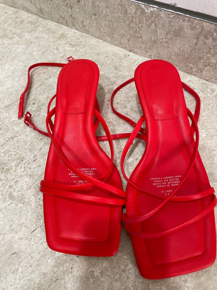 Red strappy kitten heels outlet