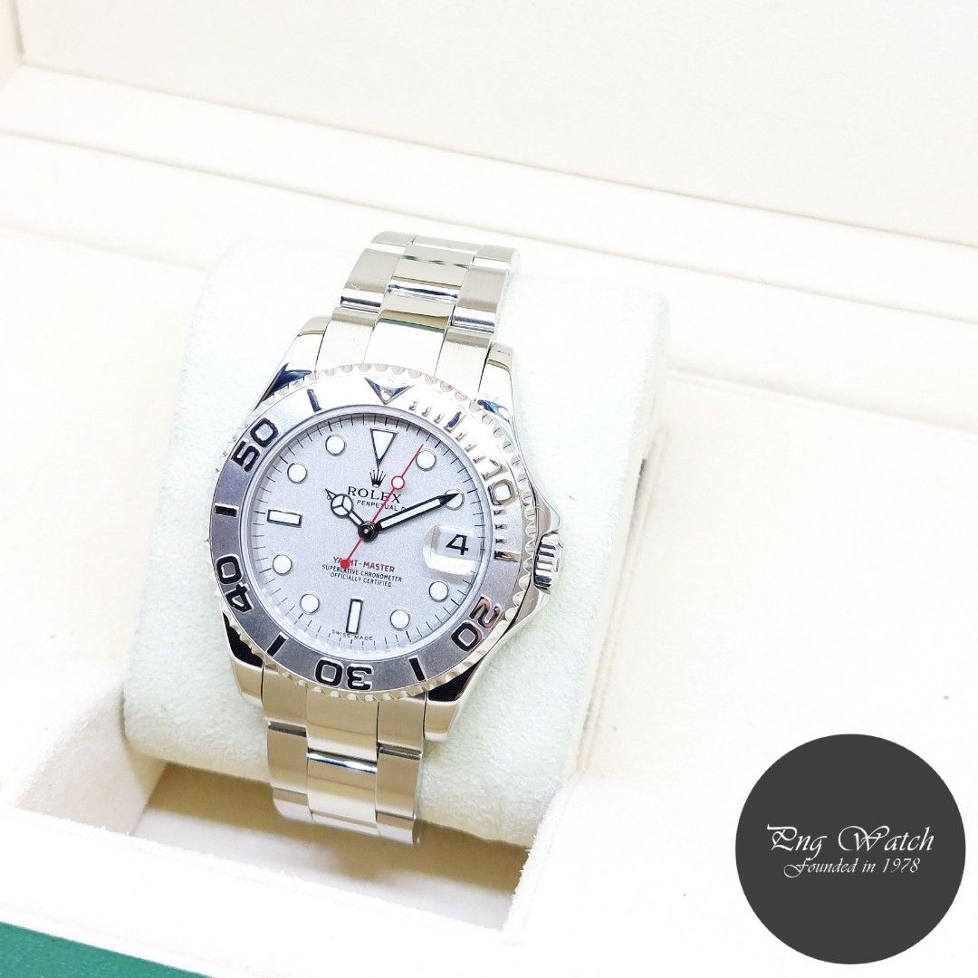 Rolex 35mm Oyster Perpetual Platinum Dial Yachtmaster Date REF 168622