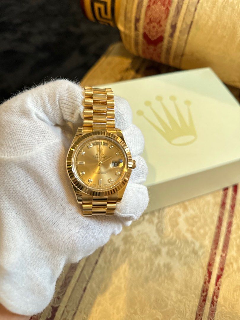 ROLEX Day Date II 41mm Big Face Presidential Champagne Diamonds