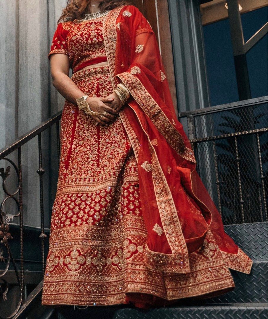Red Colour Sabyasachi Inspired Wedding Lehenga Choli – Panache Haute Couture
