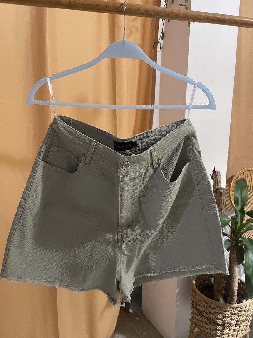 Sage denim shorts, Women's Fashion, Bottoms, Shorts on Carousell