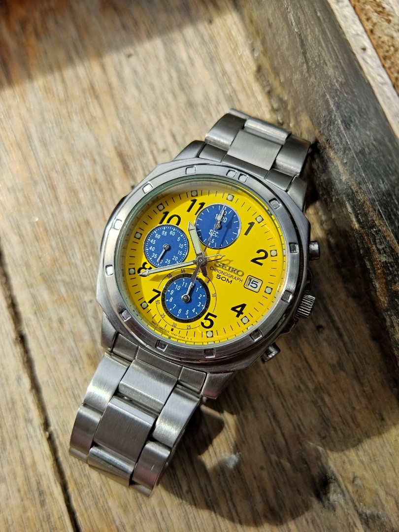 Seiko SND409 Yellow Dial Chrono, Men's Fashion, Watches & Accessories,  Watches on Carousell