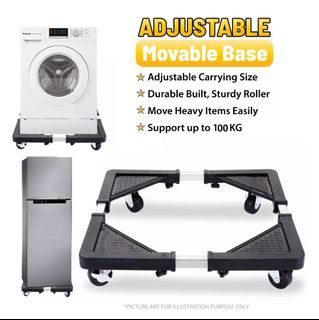 Heavy Duty Washing Machine Stand Appliance Wheels Adjustable Fridge Freezer  Trolley Movable Refrigerator Cabinet Base 45-65cm (Color : 4 feet+4 Wheel