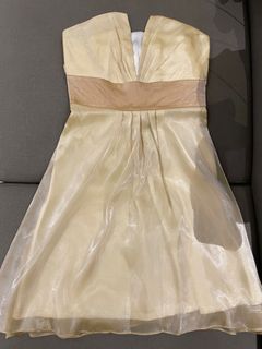 Simple Beige Gold Party Dress