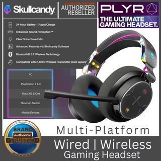 SKULLCANDY PLYR Multi-platform Gaming Headsets Wired & Wireless Connectivity USB Bluetooth 3.5mm Removable Boom AI Smart Mic 50mm Dynamic Drivers