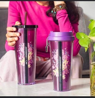 FREE Mail. Starbucks Malaysia Exclusive dUCK Purple Floral Tumbler with charm