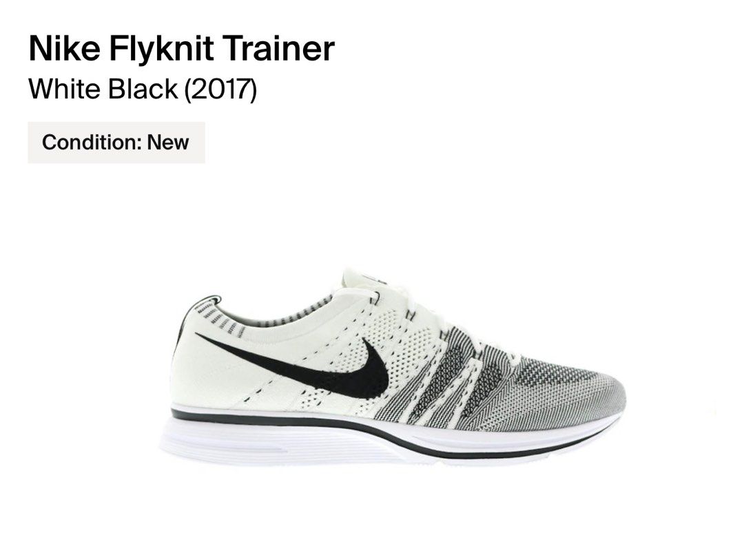 US 7.5 Nike Flyknit Trainer White Black 2017 Men s Fashion