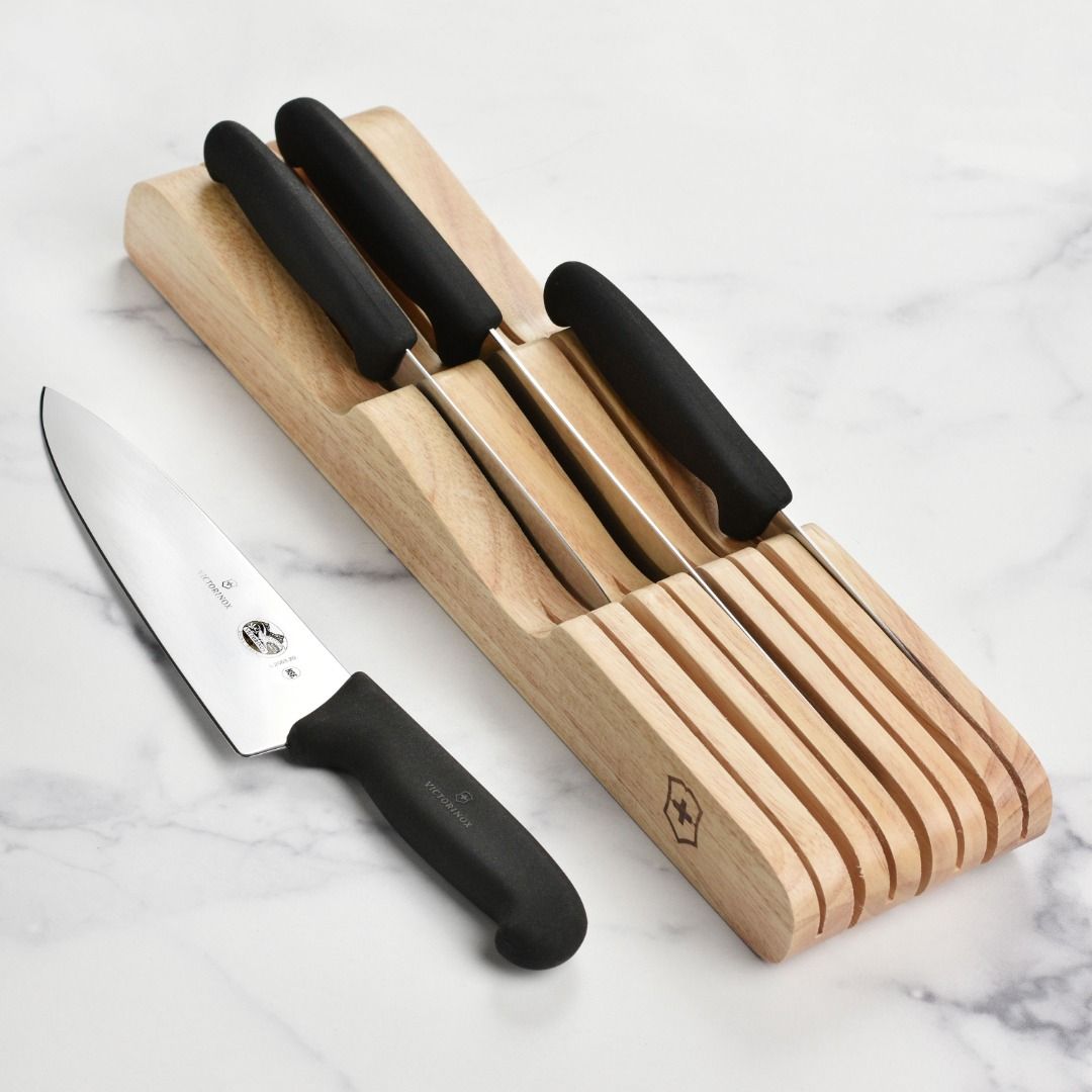 Utoplike in-Drawer Knife Block Bamboo Kitchen Knife Drawer Organizer,Large  Handle Steak Knife Holder Without Knives, fit for 12 Knives and 1  Sharpening Steel 12 Knife Organizer 