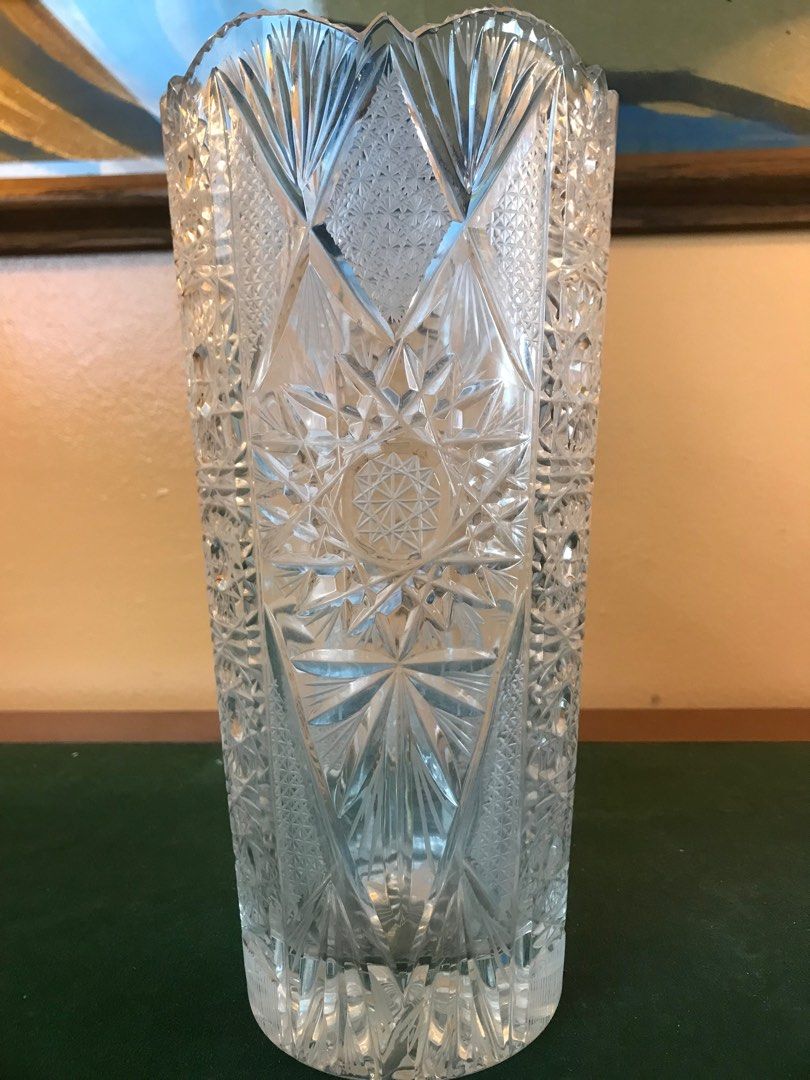 Vintage Ottoman Handmade 24k Lead Crystal Flower VaseFVun090322a1