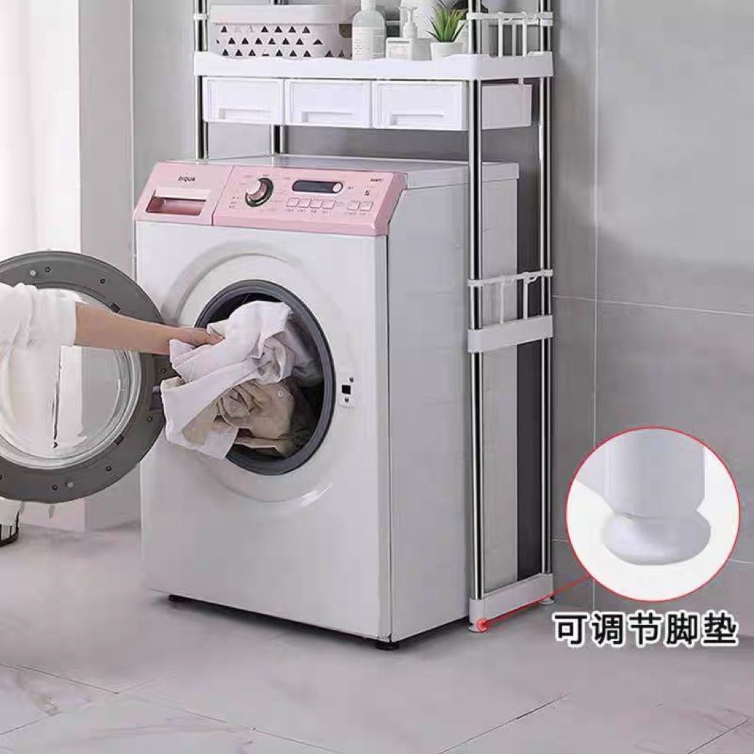 Washing machine rack for front load washing machine with 3 drawers, Furniture & Home Living