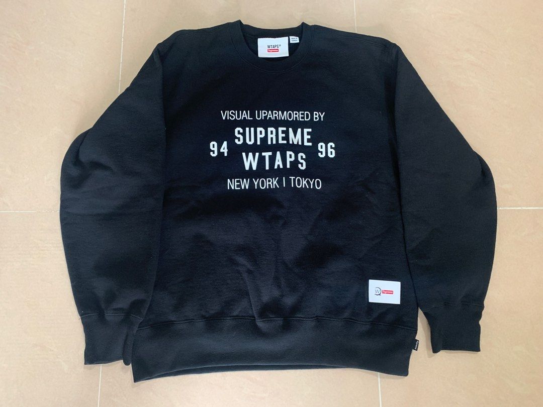 Wtaps X Supreme 2021FW crewneck black 衛衣黑Size M, 名牌, 服裝