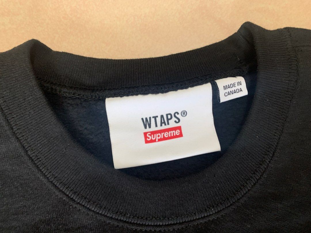 Wtaps X Supreme 2021FW crewneck black 衛衣黑Size M, 名牌, 服裝