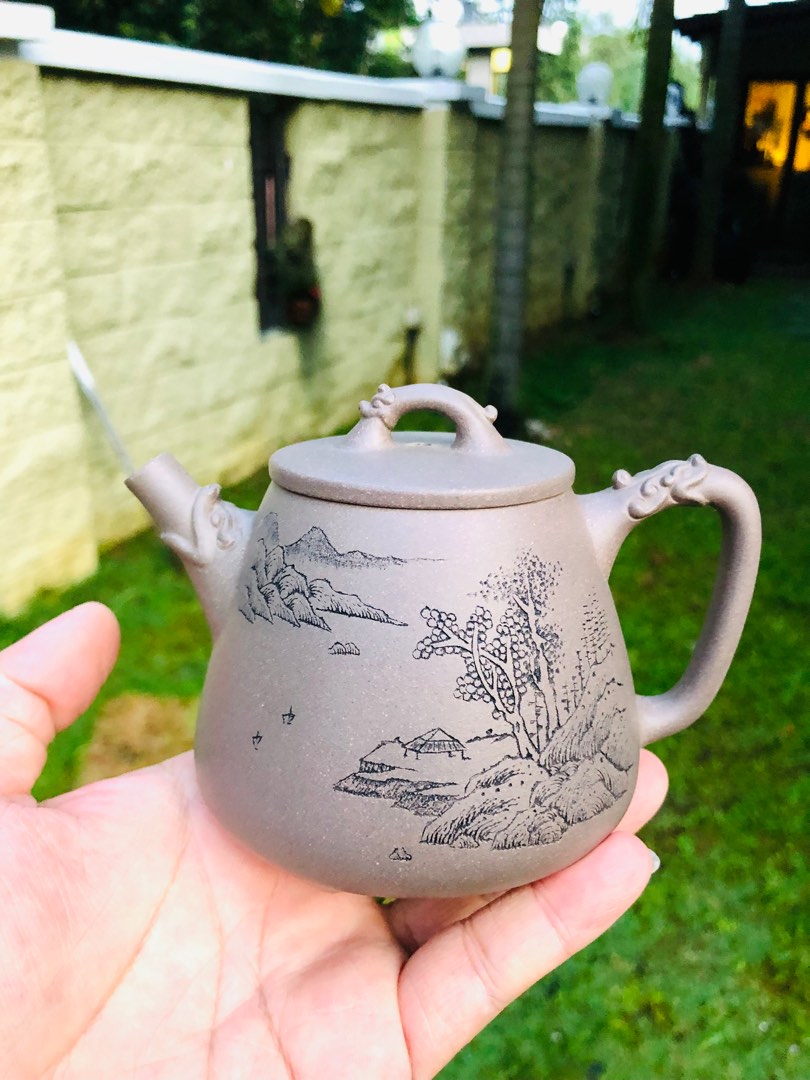 YiXing Zisha Teapot 宜兴紫砂壶全手工清灰段泥高龙石瓢壶280cc 